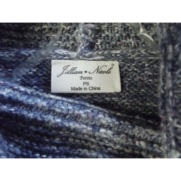 Jillian & Nicole PS Denim Blue White Marled Cowl Neck Sweater SP variegated yarn - Picture 4 of 9